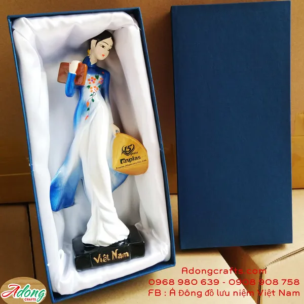 Bộ hộp có Tượng Cô gái Việt in Logo riêng làm quà tặng -Miss Việt Statue - Miss nữ sinh  quà tặng lưu niệm Việt Nam