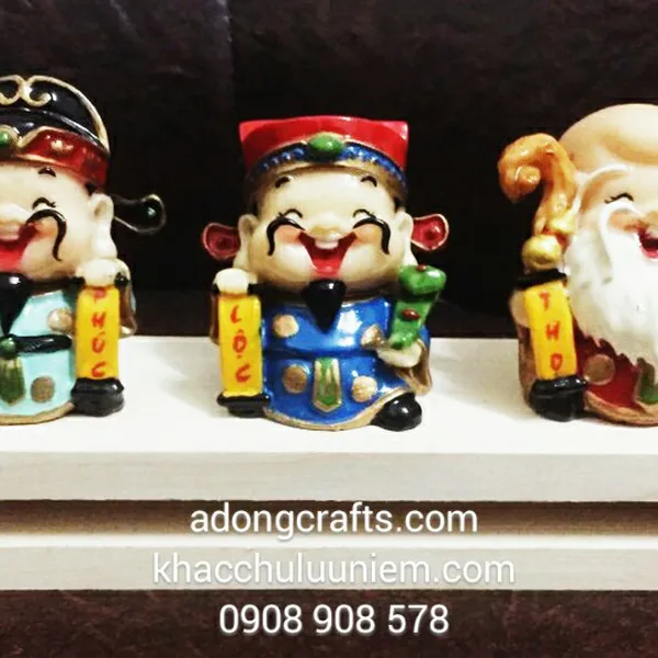 Bộ Phúc Lộc Thọ - có đế gỗ khắc tên logo theo yêu cầu