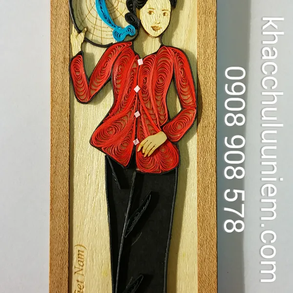 Bookmark Cài sách cô gái mặc áo Bà Ba nón lá