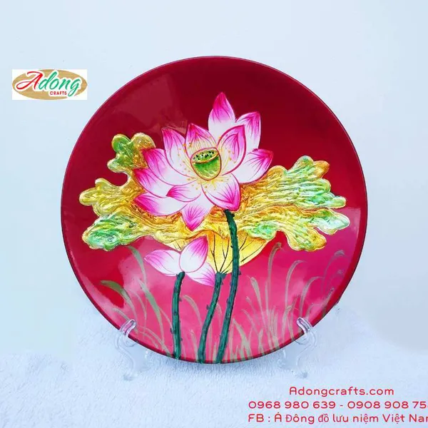 Đĩa sơn mài hình hoa sen - Quà tặng lưu niệm Việt Nam