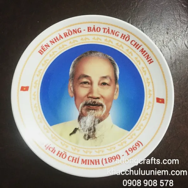 Đĩa sứ đá Chân dung hình Bác Hồ