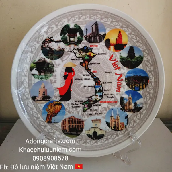 Đĩa sứ in hình các địa danh nổi tiếng, danh nam thắng cảnh xuyên suốt từ Bắc Trung Nam