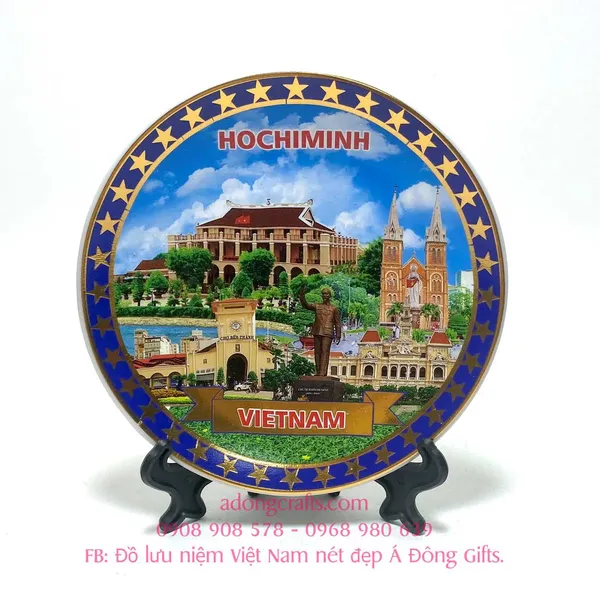 Đĩa sứ quà tặng lưu niệm hình ảnh địa danh nổi tiếng Việt Nam