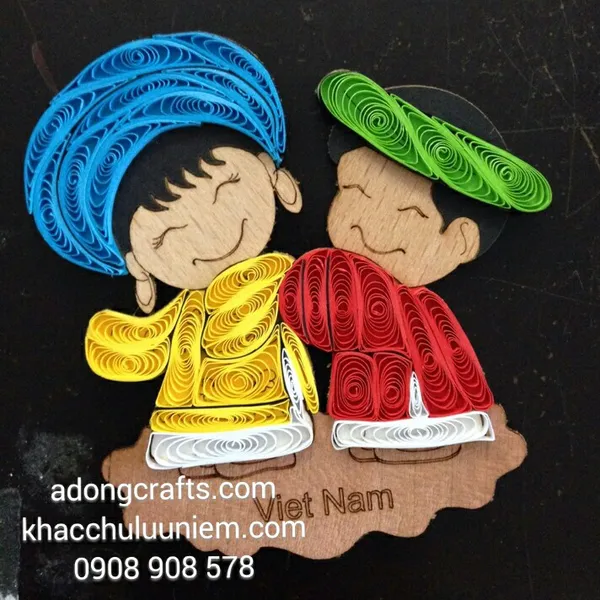 Hit nam châm Magnet gỗ hình cô dâu chú rể Việt Nam