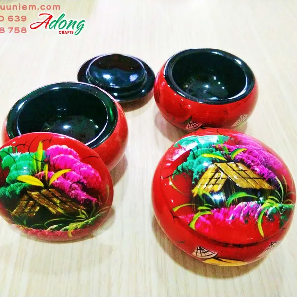 Hũ cam sơn mài đựng đồ trang sức , đựng mỹ phẩm handmade quà lưu niệm việt nam