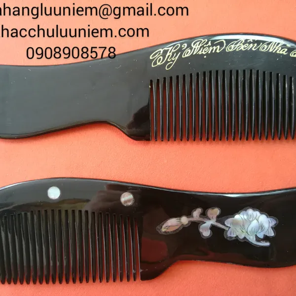 Lược sừng đen, cán trạm hình cô gái hoặc hoa hồng