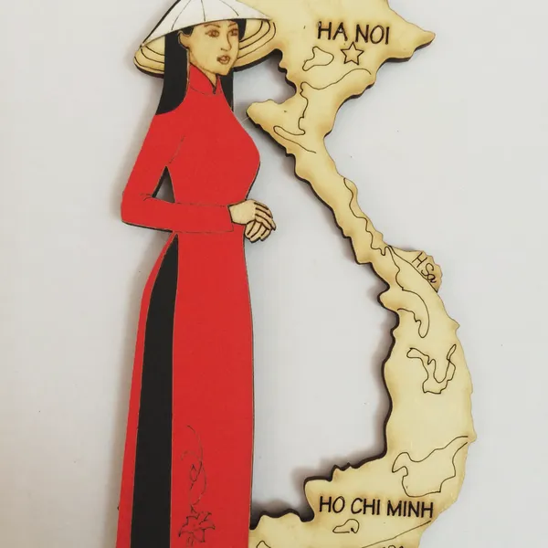 Magnet gỗ hình cô gái Miss Viêt Nam