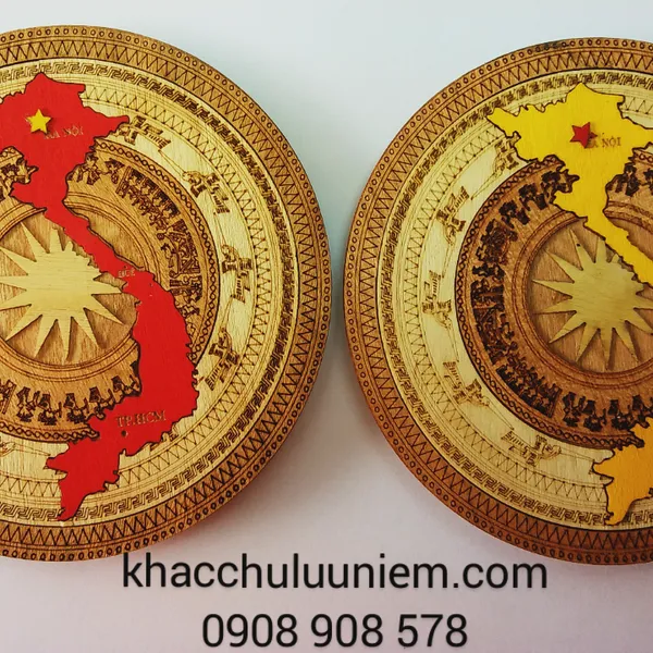 Magnet gỗ hình trống đồng đông sơn VIệt Nam