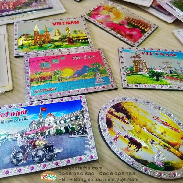 Magnet hit nam châm trang trí tủ lạnh bằng kim loại hình ảnh mầu sắc - Quà tặng lưu niệm Việt Nam Chất liệu: