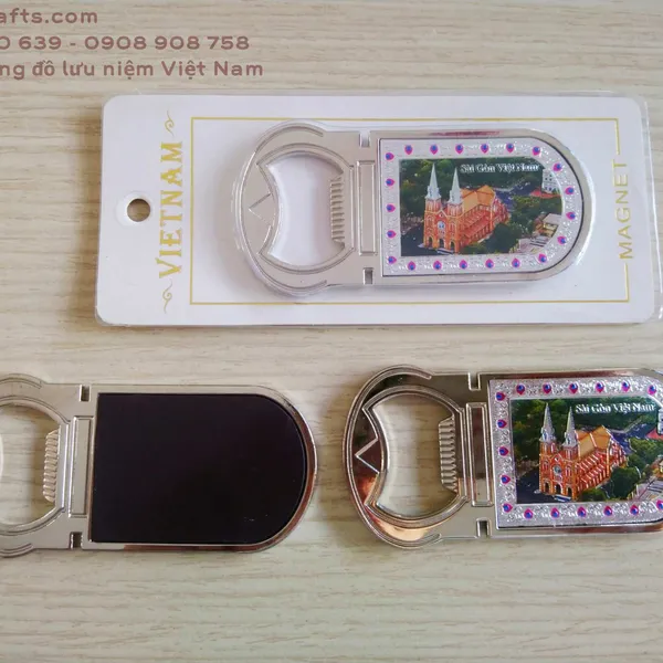 Magnet kim loại hít nam châm khui nắp chai có hình ảnh địa danh  - quà tặng lưu niệm Việt