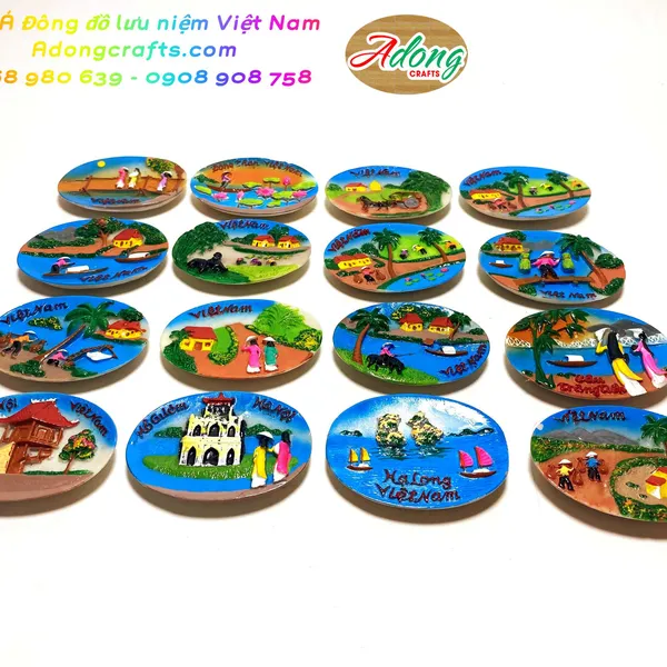 Magnet Nam châm hít dán dính trang trí tủ lạnh hình ảnh đồng quê, địa danh Việt Nam