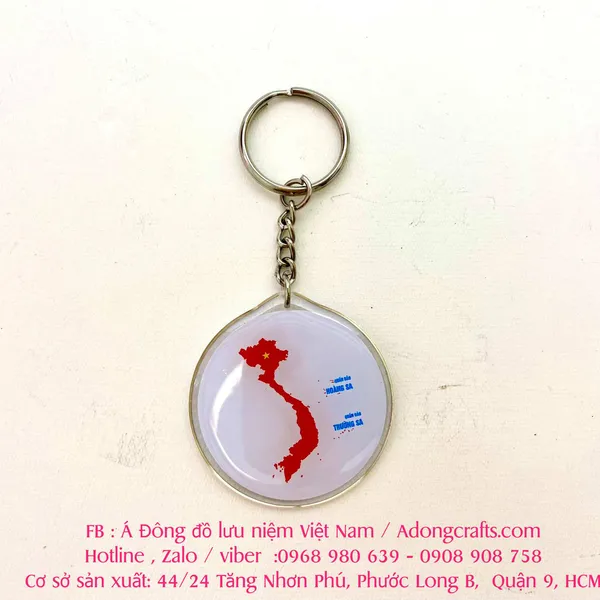 Móc khóa bản đồ nhựa tròn