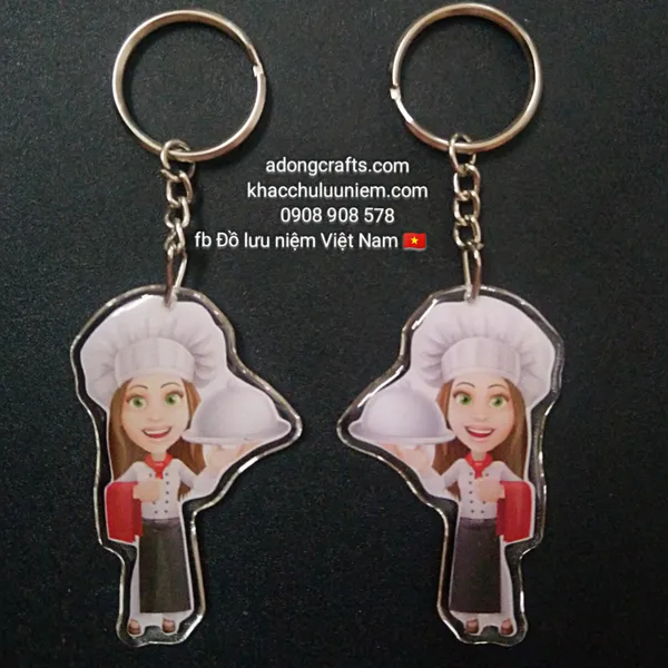 Móc khóa chibi hình đầu bếp được thiết kế bo theo hình