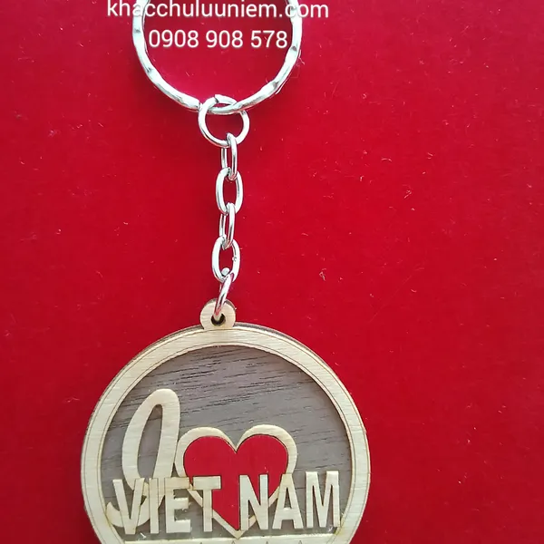 Móc khóa gỗ tròn Việt Namm