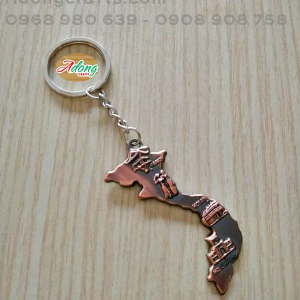 Móc khóa hình bản đồ chữ S biểu tượng VN chất liệu bằng kim loại - Hình cánh thuyền biển - Quà Tặng Lưu Niệm Việt Nam