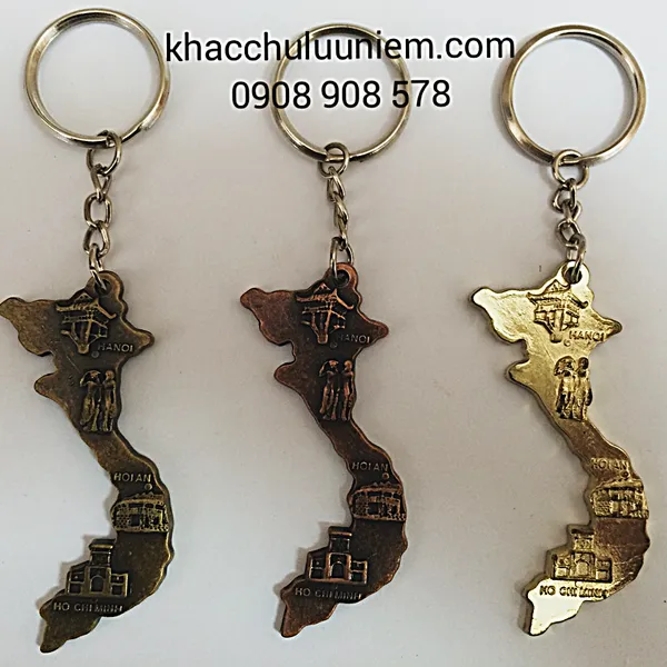 Móc khóa hình bản đồ Việt Nam - Chất liệu kim loại