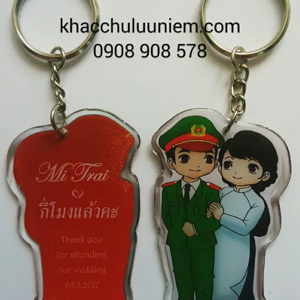 MÓC KHÓA QUÀ CƯỚI, ĐỀ TÊN CÔ DÂU CHÚ DỂ