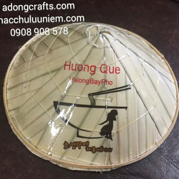 Nón lá bé trang trí in hình logo Phở Hương quê