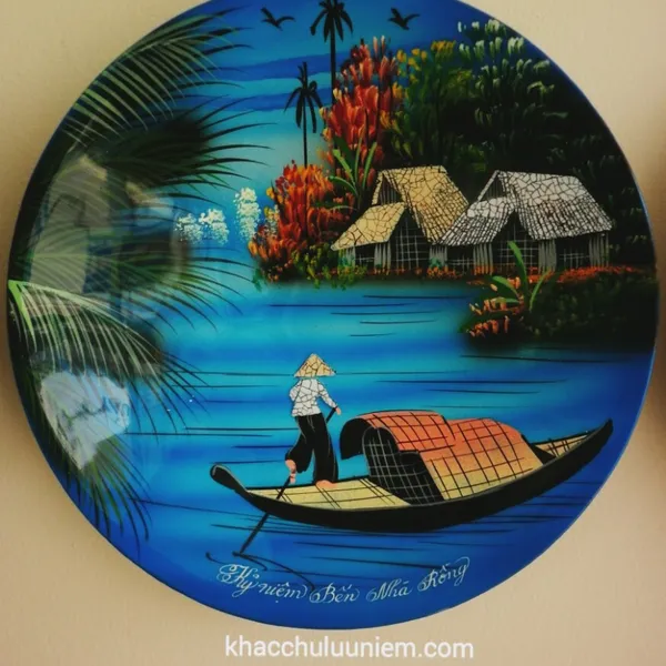 Tranh đĩa phong cảnh làng quê Việt Nam