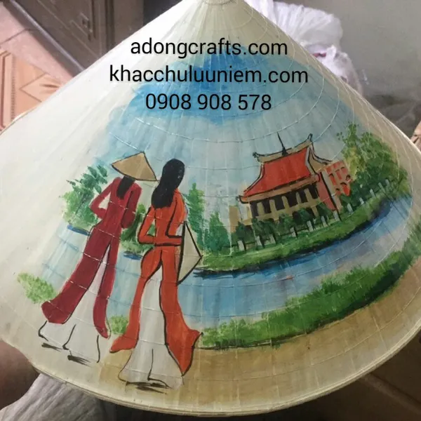 TRANH NÓN LÁ VẼ CẢNH BẾN NHÀ RỒNG