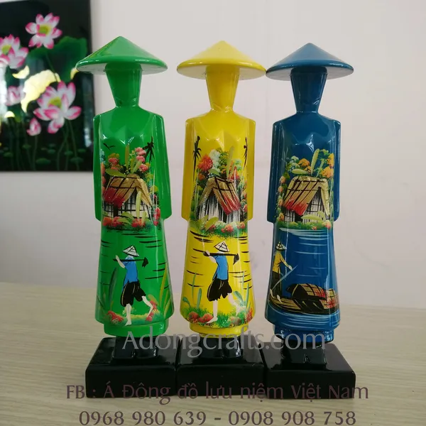 TƯỢNG CÔ GÁI SƠN MÀI  VIỆT NAM vẽ cành đồng quê  - hay còn gọi Miss Việt - Miss Sài Gòn.