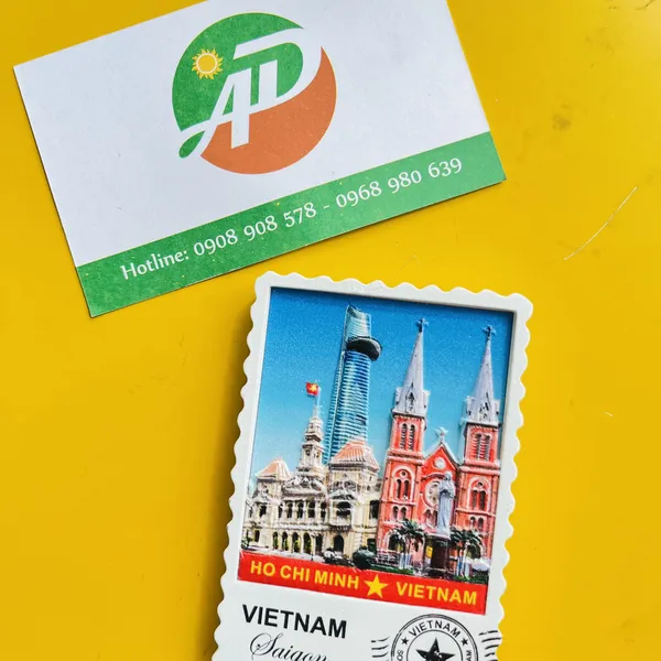 Bộ 5 Magnet Poly Tem Bưu Chính Cảnh Sài Gòn - Hà Nội