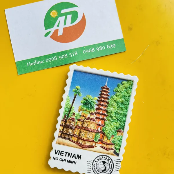 Bộ 5 Magnet Poly Tem Bưu Chính Cảnh Sài Gòn - Hà Nội