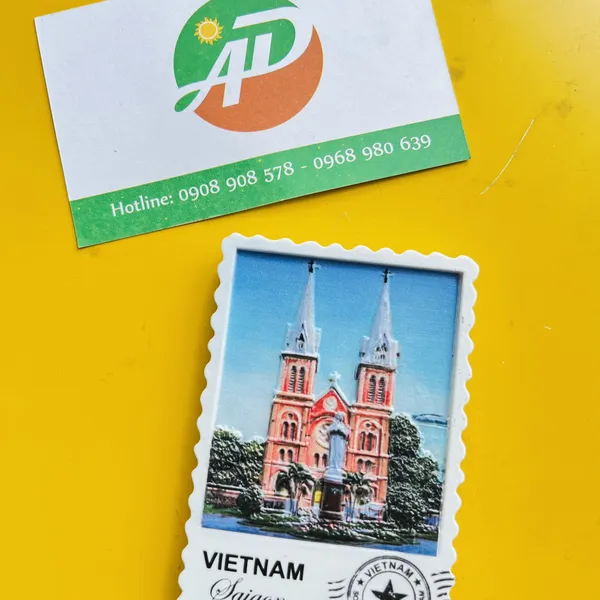 Bộ 5 Magnet Poly Tem Bưu Chính Cảnh Sài Gòn - Hà Nội