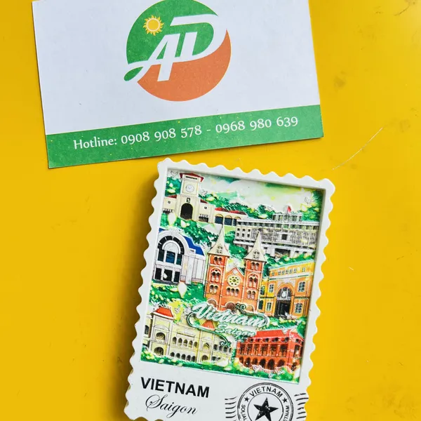 Bộ 5 Magnet Poly Tem Bưu Chính Cảnh Sài Gòn - Hà Nội
