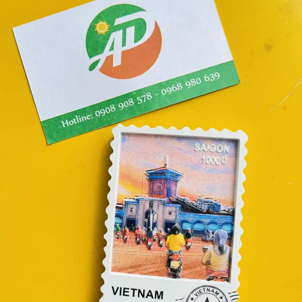 Bộ 5 Magnet Poly Tem Bưu Chính Cảnh Sài Gòn - Hà Nội