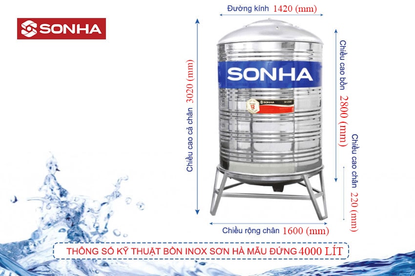 Bồn nước Sơn Hà 4000L đứng Bồn nước Sơn Hà 4000L đứng