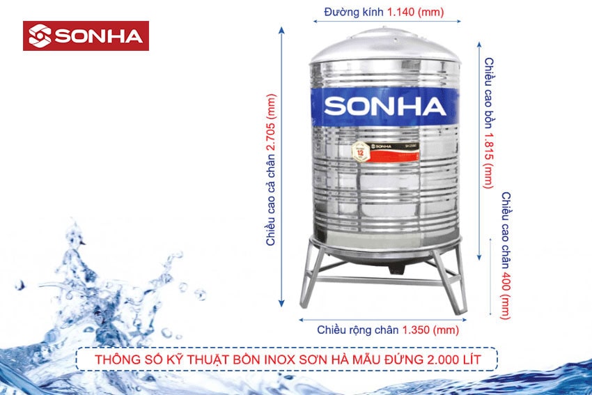 kích thước bồn nước sơn hà 2000l kích thước bồn nước sơn hà 2000l