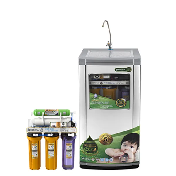 Máy lọc nước R.O 08 lõi vỏ tủ inox không gỉ SHRO.2N.10.8