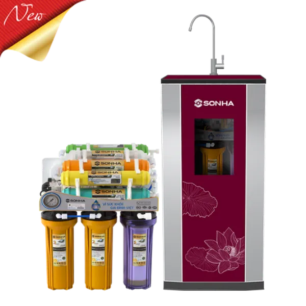 Máy lọc nước R.O 09 lõi vỏ tủ kính cường lực RO-R9