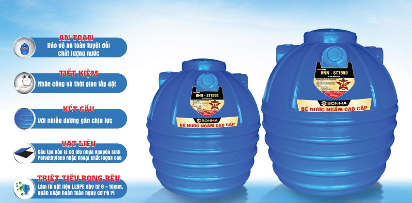 Bể nước ngầm Kháng khuẩn Sơn Hà 1000L Bể nước ngầm Kháng khuẩn Sơn Hà 1500L