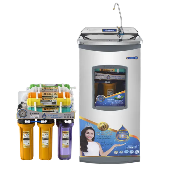Máy lọc nước ro sơn hà 08 lõi vỏ tủ không nhiễm từ SHRO.2P.10.8