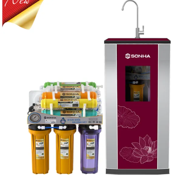Máy lọc nước ro sơn hà 08 lõi vỏ tủ kính cường lực RO-R8