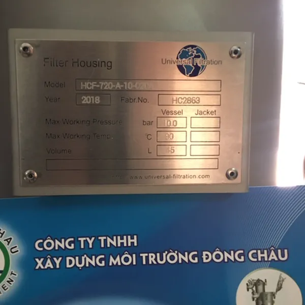 Bình Lọc 7 Lõi 20 Inch, Inox 304, Universal Singapore