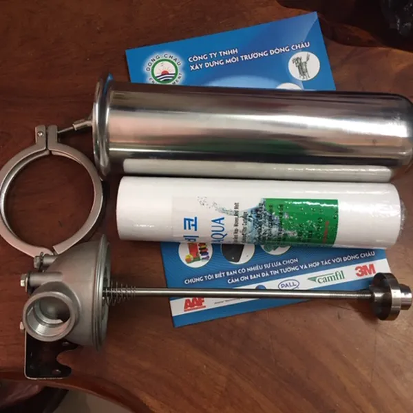 Cốc Lõi Lọc 10 Inch TQ, Clamp, Có Nút Xả Đáy