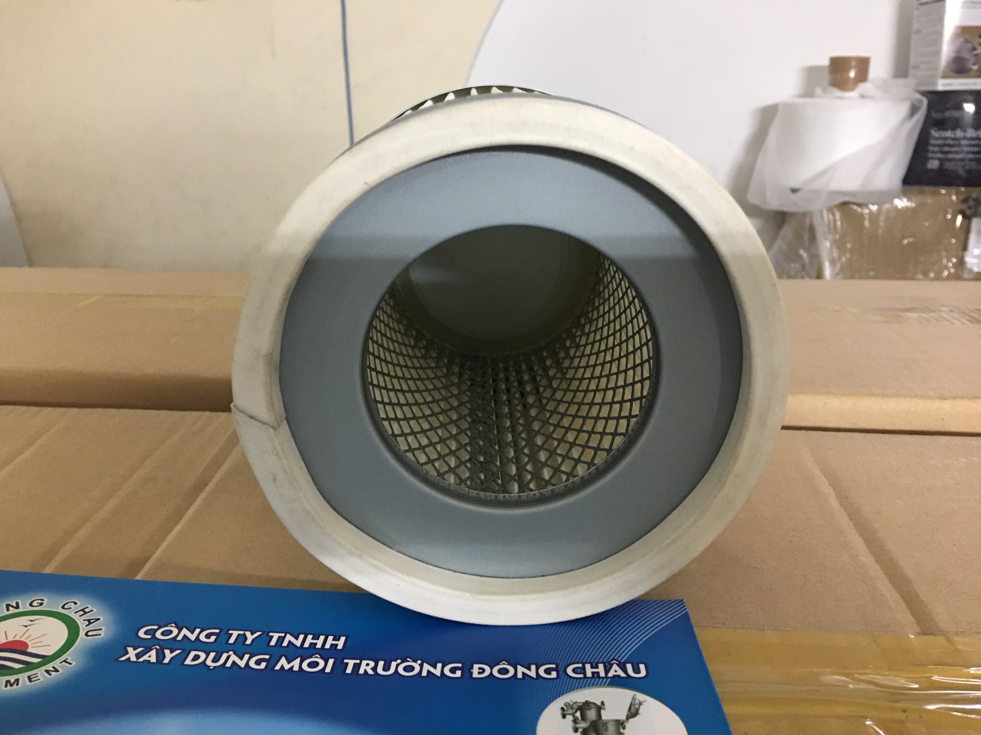 Phin lọc bụi giấy nhựa PE đáy bằng