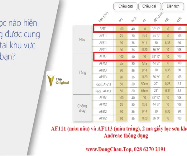 AF111 (Màu nâu) Andreae Giấy lọc bụi sơn khô 2 lớp