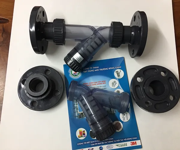 Y lọc nhựa trong mặt bích DN40 uPVC
