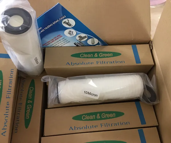 Lõi lọc tinh giấy xếp 10 inch 10 micron clean green