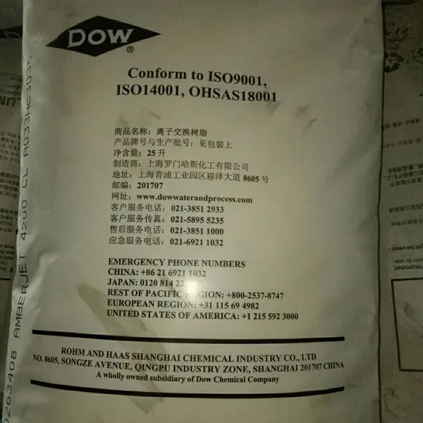 Hạt Nhựa Amberjet 4200Cl Dow Loại Bỏ Ion Âm