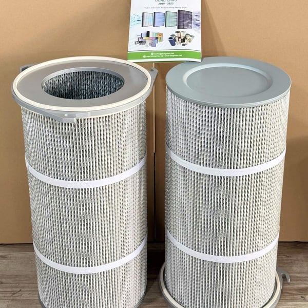 Phin lọc bụi PE 3 ngàm – Nắp sắt – Các lớp nhôm lượn sóng DCF
