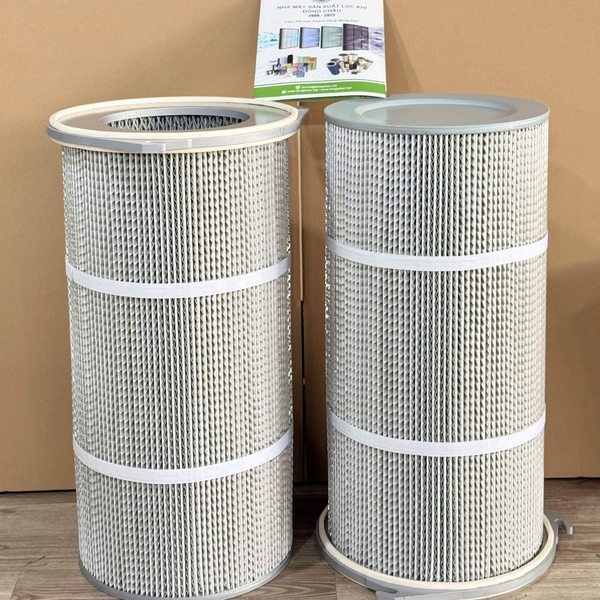 Phin lọc bụi PE 3 ngàm – Nắp sắt – Các lớp nhôm lượn sóng DCF