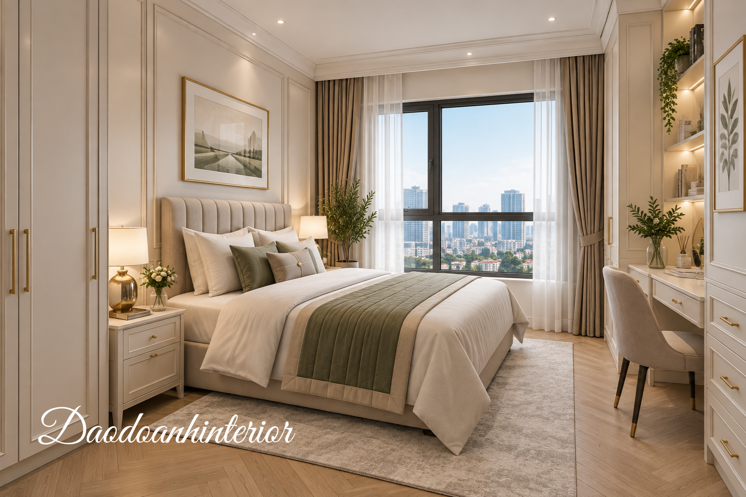 Phòng ngủ 3 Tân cổ điển căn góc 3 phòng ngủ Vinhomes Ocean Park 98m2 Phòng ngủ 3 Tân cổ điển căn góc 3 phòng ngủ Vinhomes Ocean Park 98m2
