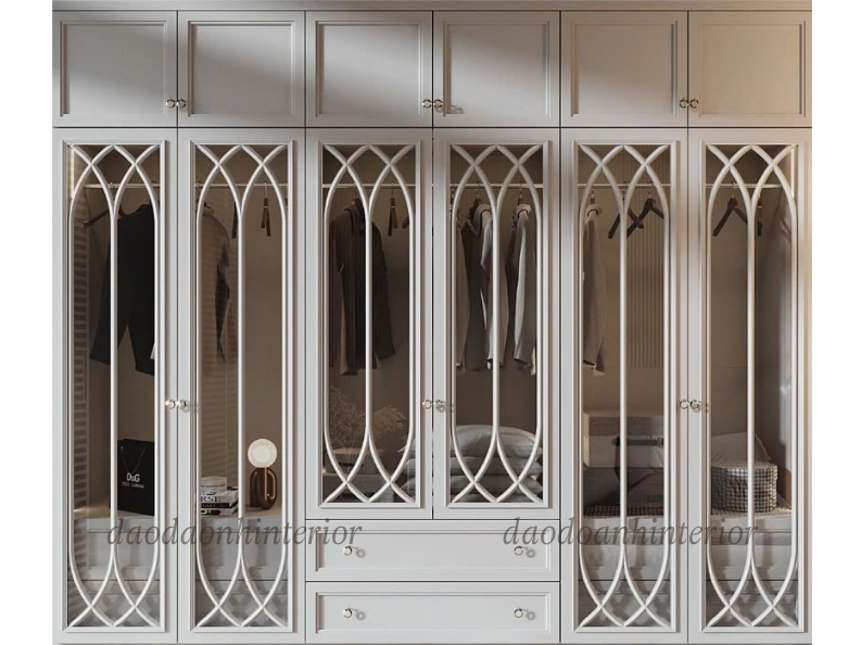 Tủ áo tân cổ điển cánh kính Tủ áo tân cổ điển cánh kính