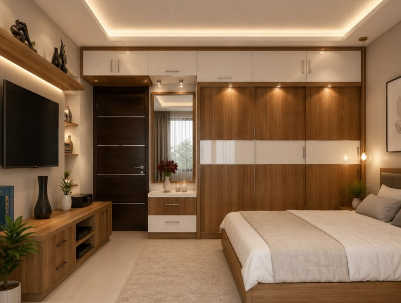 Tủ MDF vân gỗ sồi đẹp cho phòng ngủ Tủ MDF vân gỗ sồi đẹp cho phòng ngủ