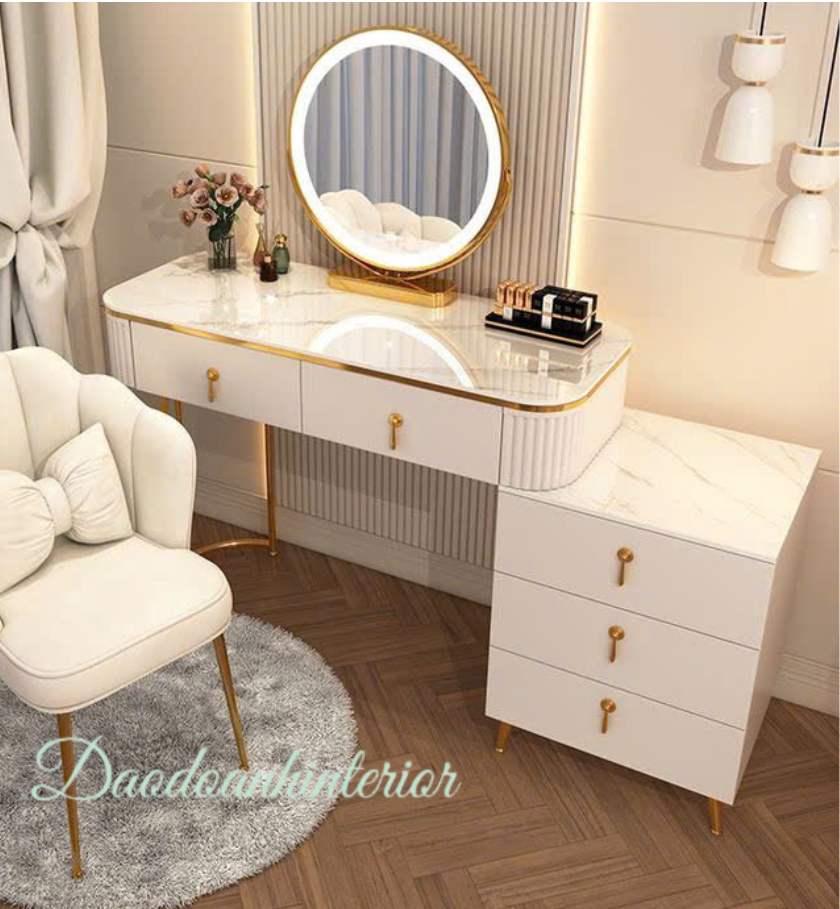 Bàn trang điểm tân cổ điển màu trắng Bàn trang điểm tân cổ điển màu trắng